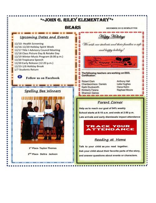 December 2019 Newsletter 